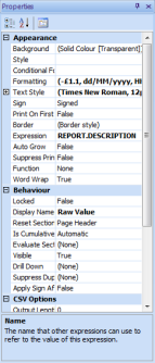 Properties pane